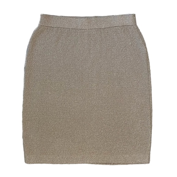 St. John Tan Boucle Knit Long Jacket and Skirt - Picture 7 of 9